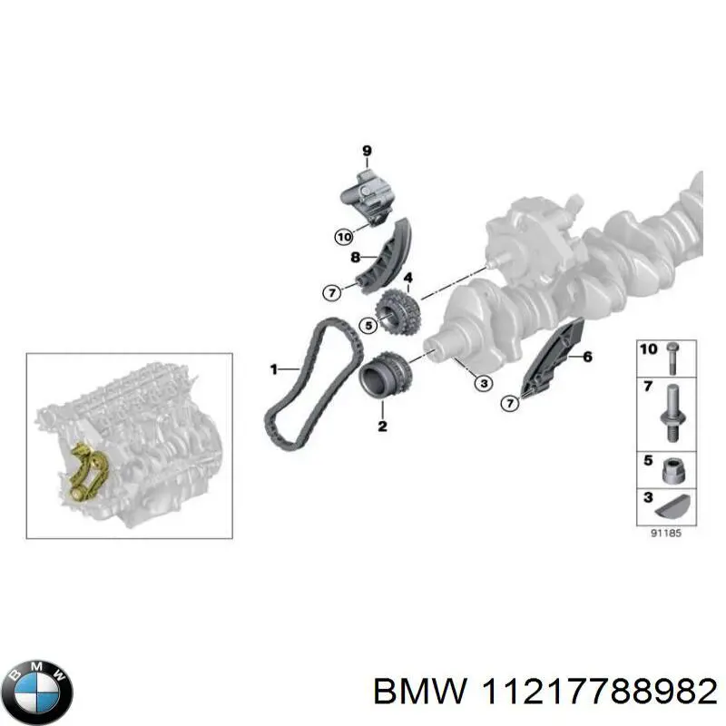 Engrenagem de cadeia da roda dentada de acionamento de cambota de motor BMW 11217788982 preço, a partir de 63,74 USD