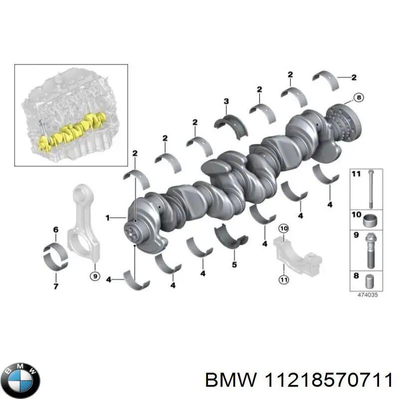 Folhas inseridas de cambota de biela, kit, 1ª reparação ( + 0,25) BMW 11218570711 preço, a partir de 54,73 USD