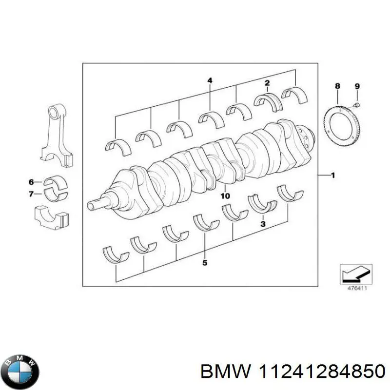 Compre 11241284850 BMW Folhas inseridas de cambota de biela, kit, padrão (STD)