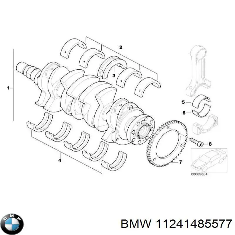 11241485577 BMW Folhas inseridas de cambota de biela, kit, padrão (STD)