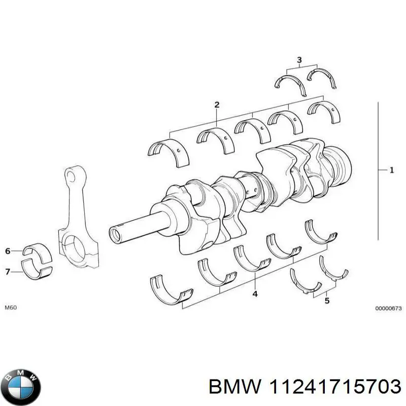 11241715703 BMW Folhas inseridas de cambota de biela, kit, 1ª reparação ( + 0,25)