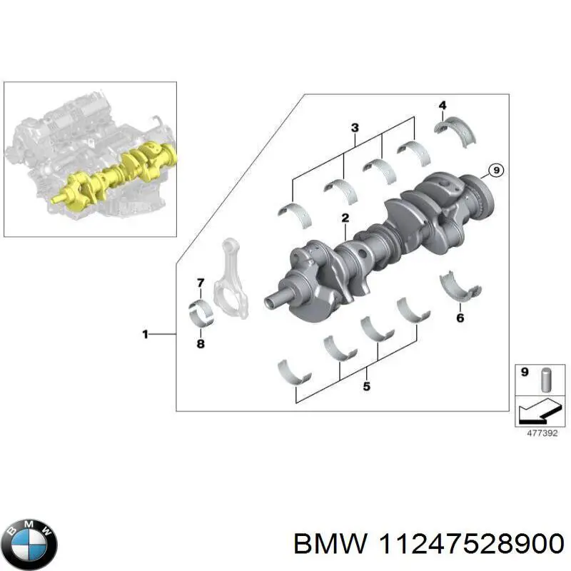 Folhas inseridas de cambota de biela, kit, padrão (STD) BMW 11247528900 preço, a partir de 71,35 USD