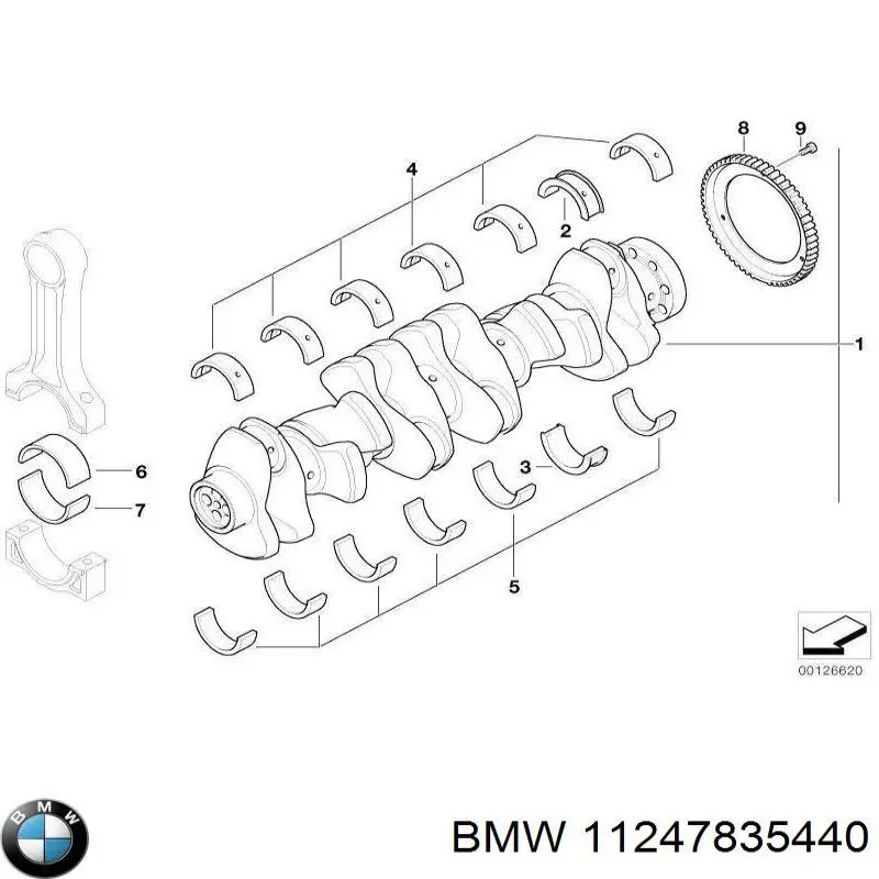 Folhas inseridas principais de cambota, kit, 1ª reparação ( + 0,25) BMW 11247835440 preço, a partir de 63,66 USD
