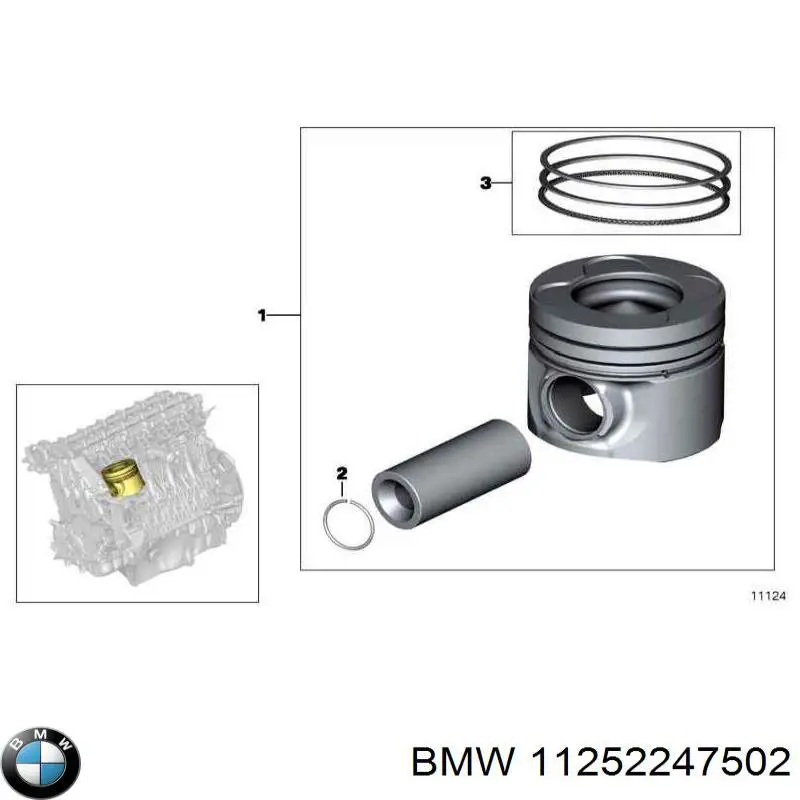 Compre 11252247502 BMW Pistão do kit para 1 cilindro, STD