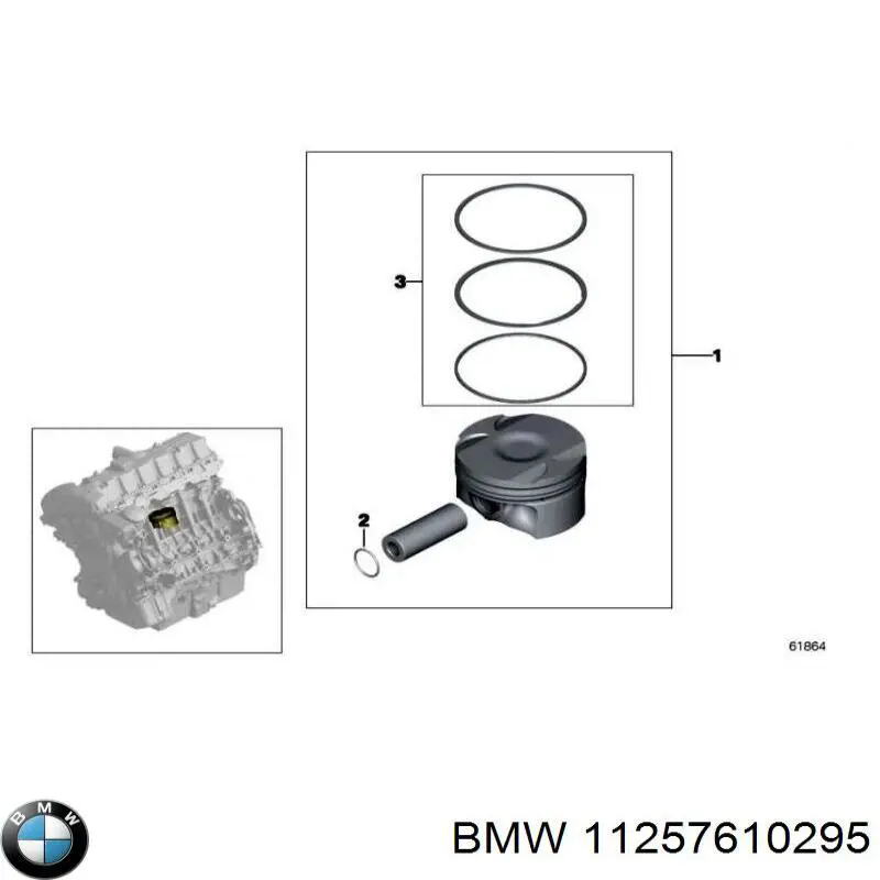11257610295 BMW Anéis do pistão do compressor para 1 cilindro, STD
