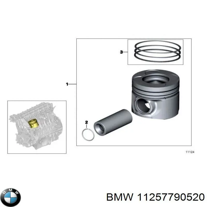 11257790520 BMW Anéis do pistão para 1 cilindro, STD.