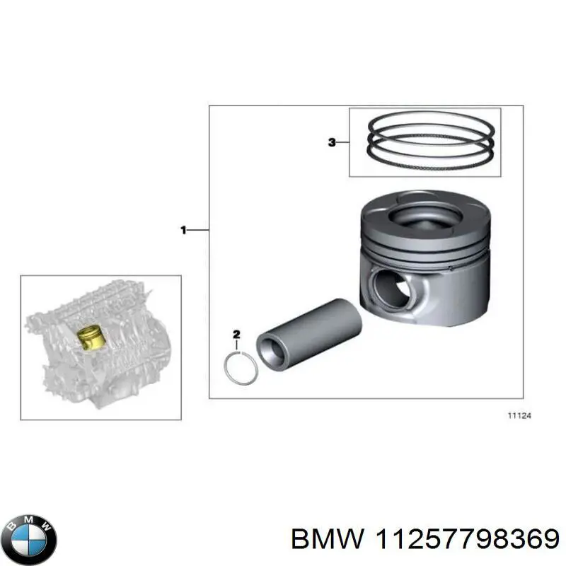 11257798369 BMW Anéis do pistão para 1 cilindro, STD.