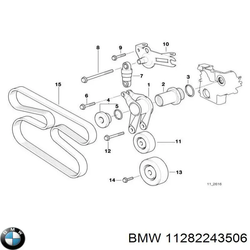 11282243506 BMW Eixo de reguladora de tensão da correia de transmissão