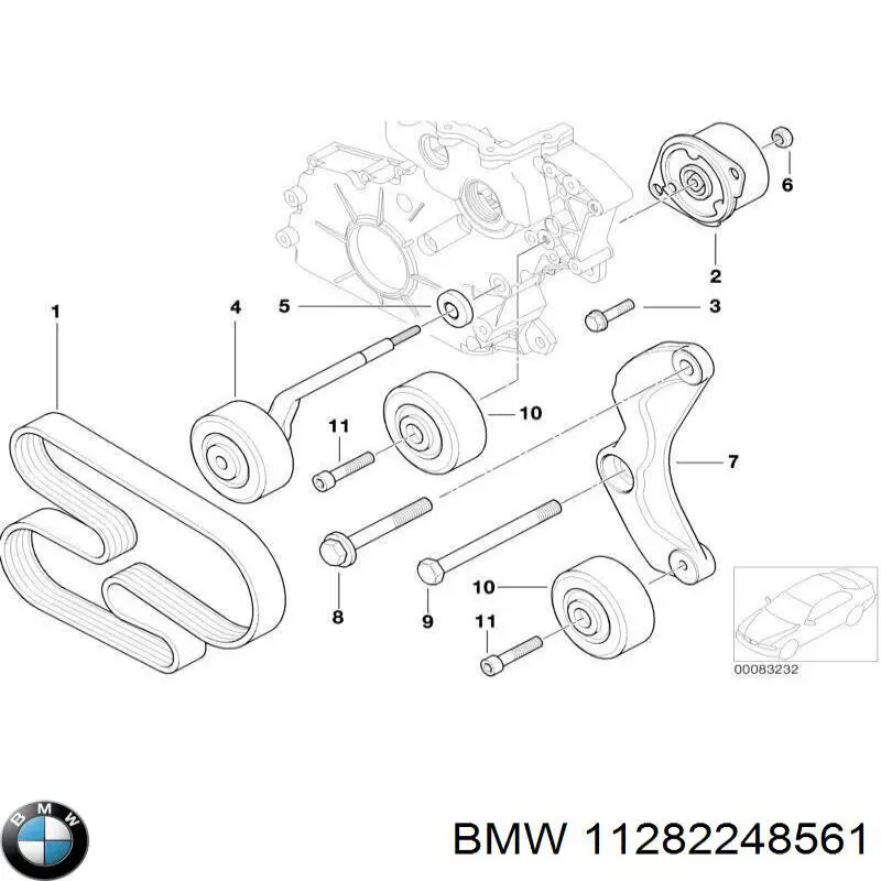 11282248561 BMW Consola de reguladora de tensão da correia de transmissão