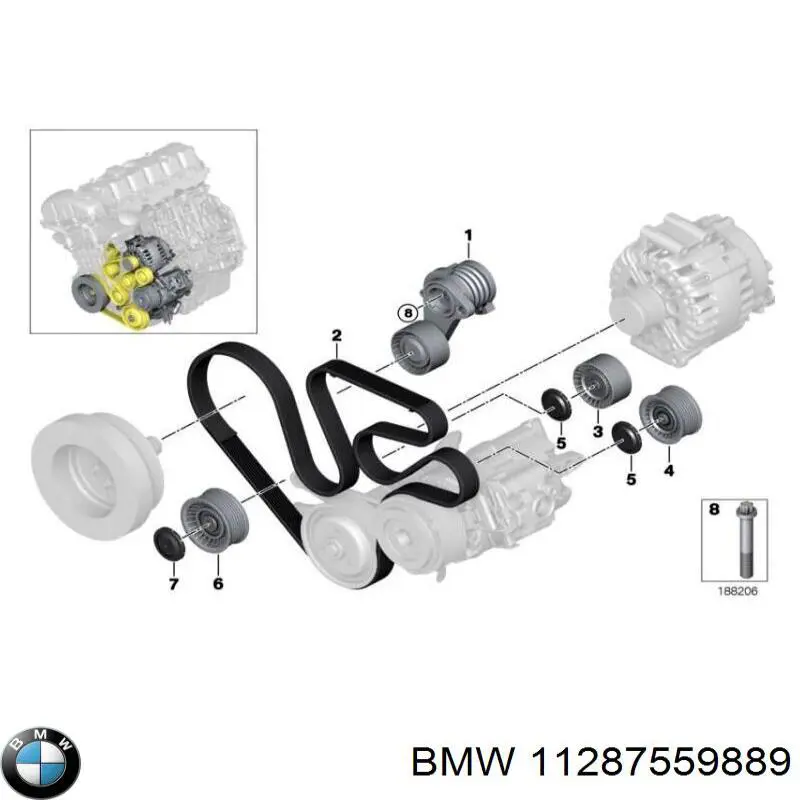 11287559889 BMW Rolo parasita da correia de transmissão