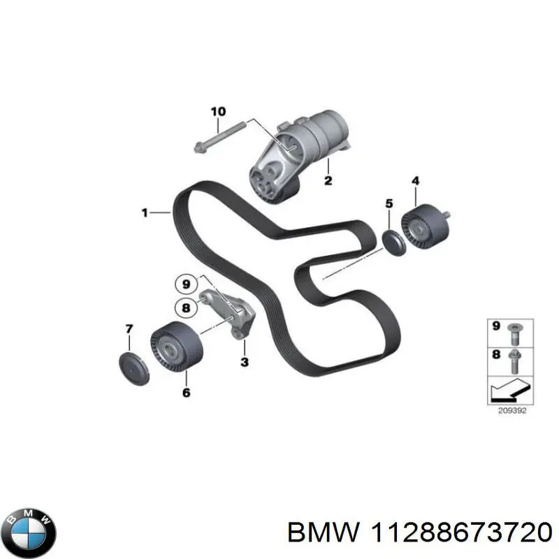 11288673720 BMW Rolo parasita da correia de transmissão
