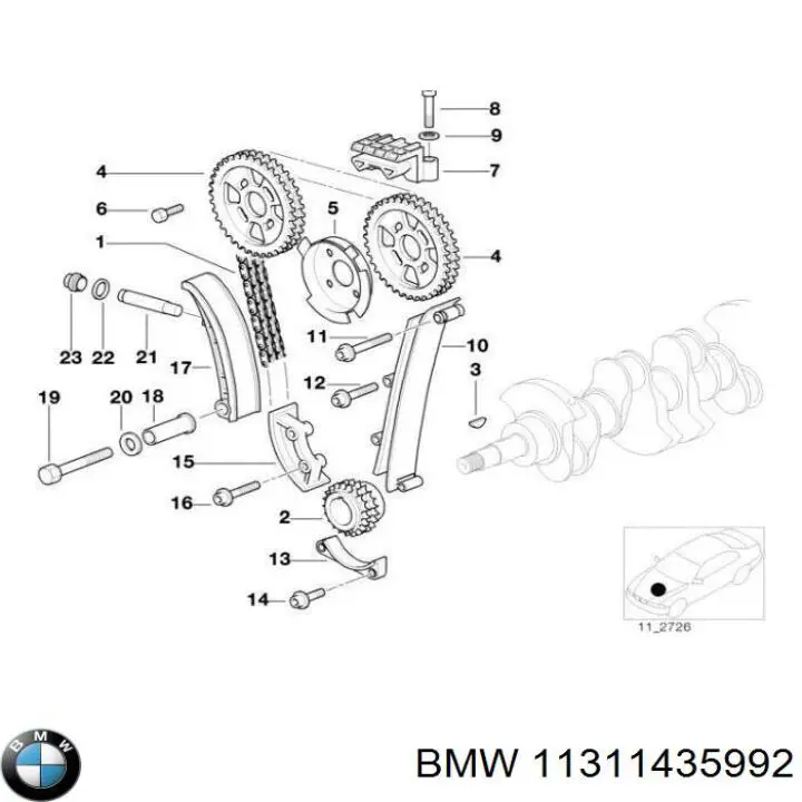 Engrenagem de cadeia da roda dentada da árvore distribuidora de motor BMW 11311435992 preço, a partir de 78,03 USD