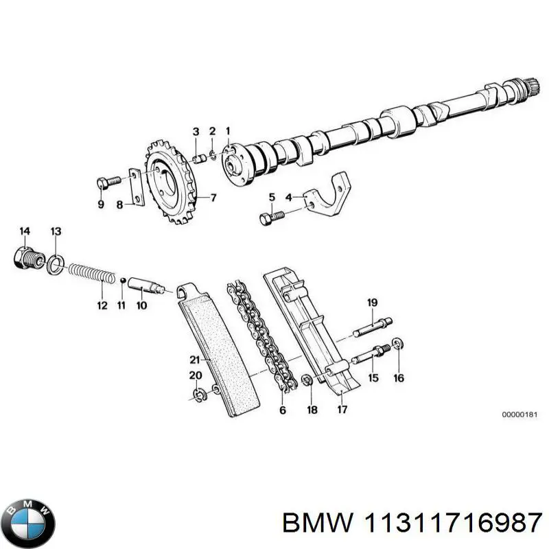 11311716987 BMW Cadeia do mecanismo de distribuição de gás