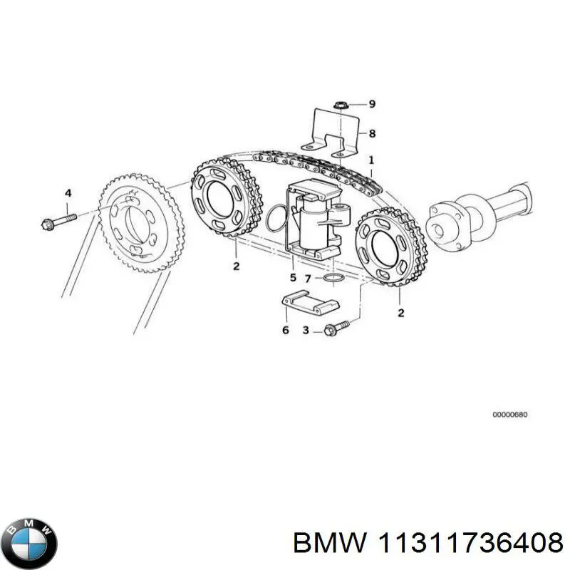 Amortecedor de cadeia do mecanismo de distribuição de gás, superior CBC BMW 7  E32