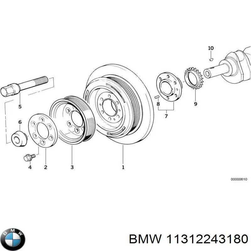 2243180 BMW Amortecedor de cadeia do mecanismo de distribuição de gás, superior