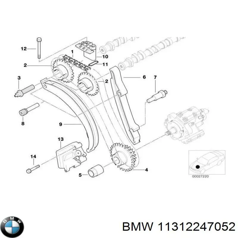 11312247052 BMW Engrenagem de cadeia da roda dentada da árvore distribuidora de motor