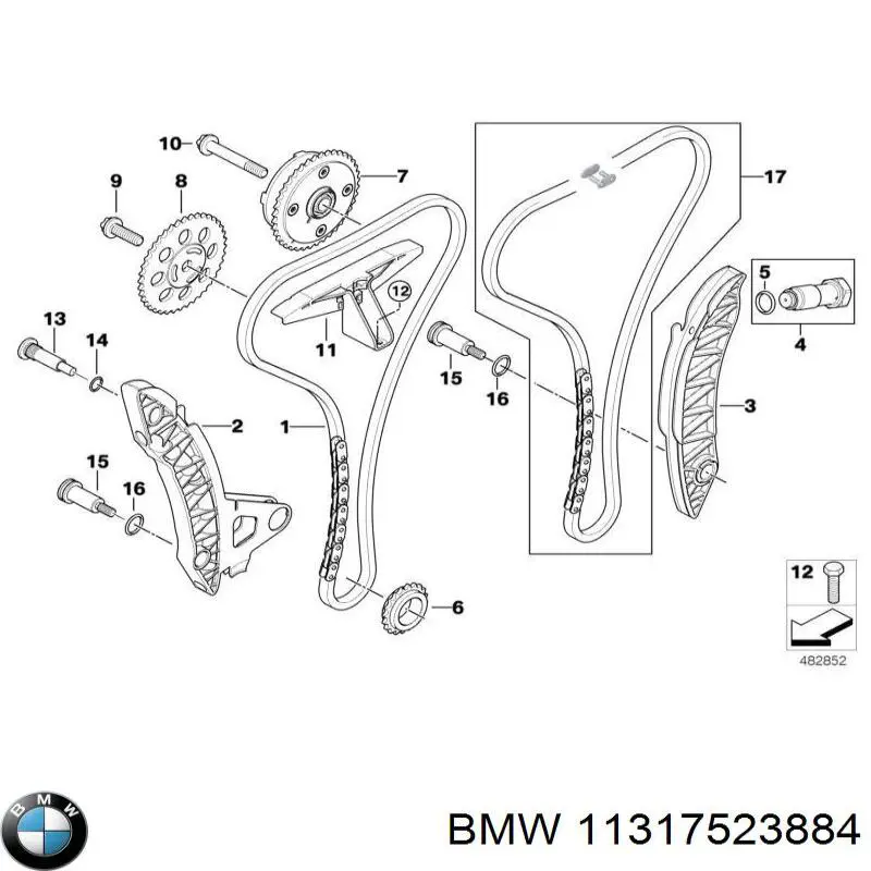 Compre 11317523884 BMW Amortecedor de cadeia do mecanismo de distribuição de gás, superior