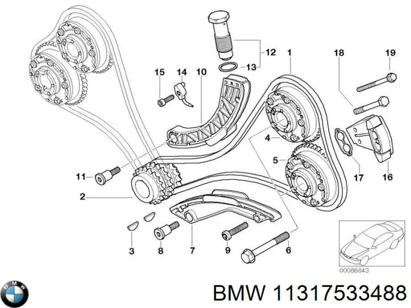 11317533488 BMW Eixo de reguladora de tensão da correia de transmissão