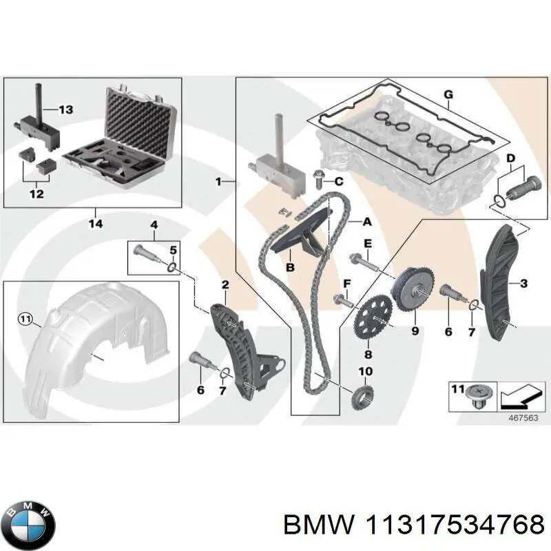11317534768 BMW Eixo de reguladora de tensão da correia de transmissão