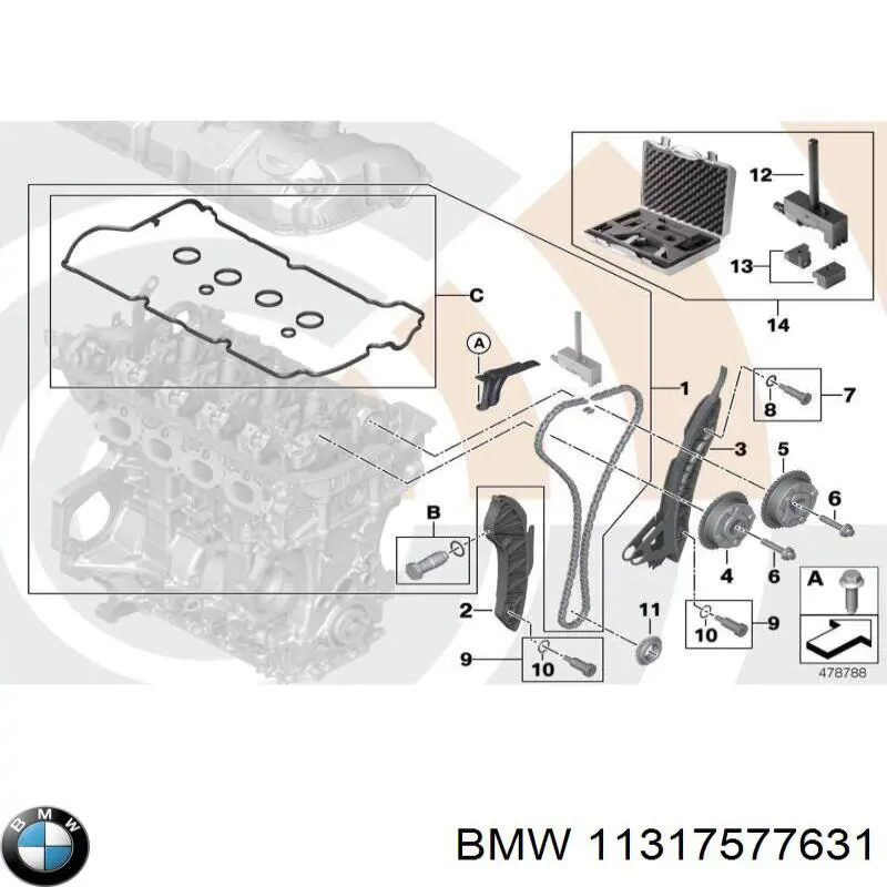Amortecedor de cadeia do mecanismo de distribuição de gás, superior CBC BMW 11317577631 preço, a partir de 14,14 USD