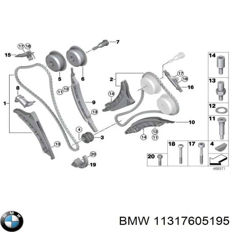 11317605195 BMW Cadeia do mecanismo de distribuição de gás, kit