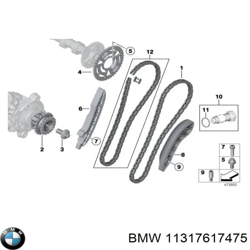 11317617475 BMW Reguladora de tensão da cadeia do mecanismo de distribuição de gás