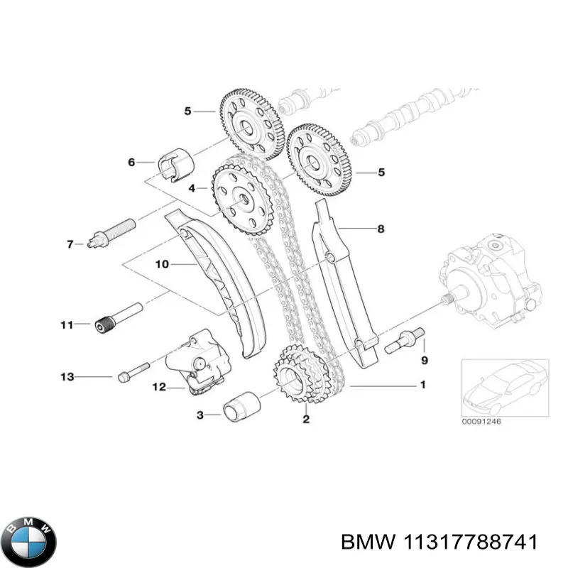 11317788741 BMW Engrenagem de cadeia da roda dentada da árvore distribuidora de motor