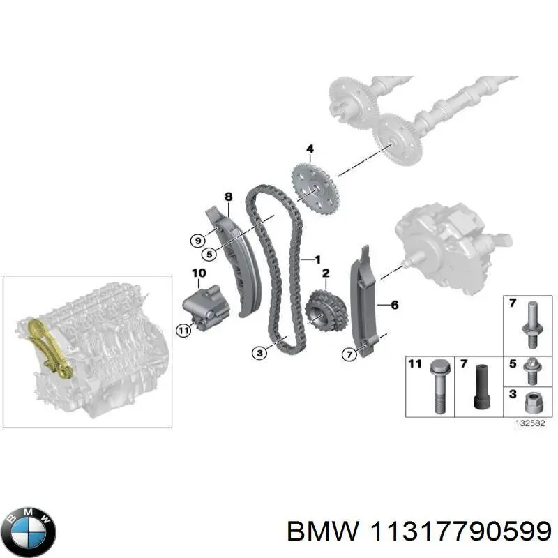 Compre 11317790599 BMW Engrenagem de cadeia da roda dentada da árvore distribuidora de motor