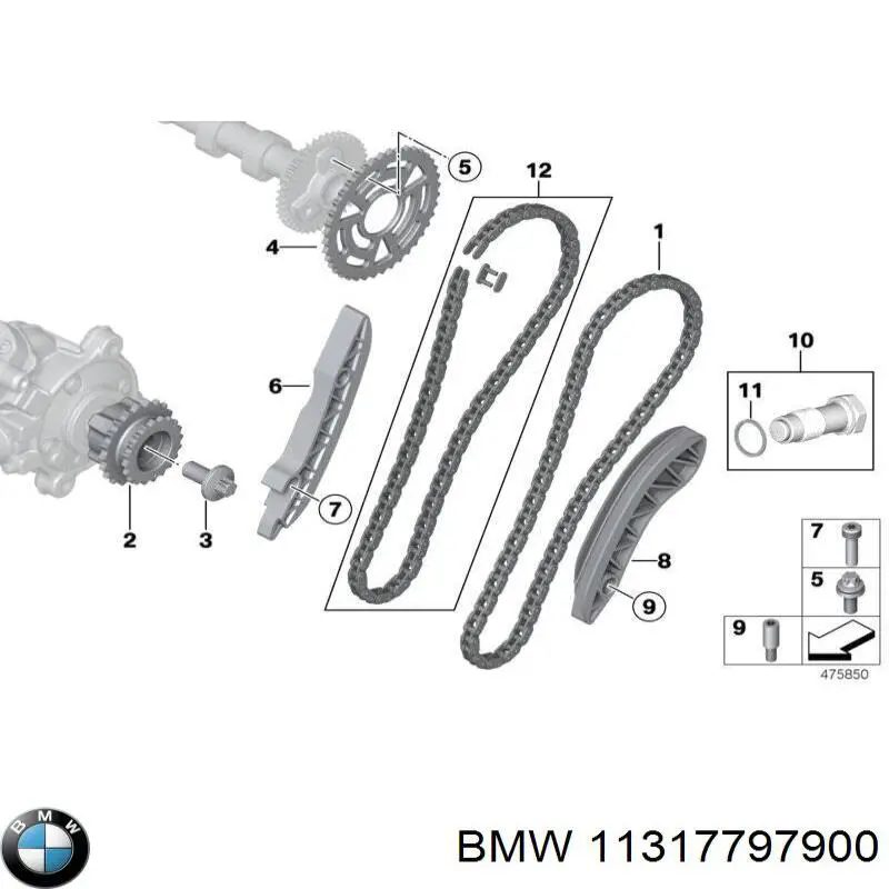 11317797900 BMW Parafuso do rolo de reguladora de tensão da correia do mecanismo de distribuição de gás