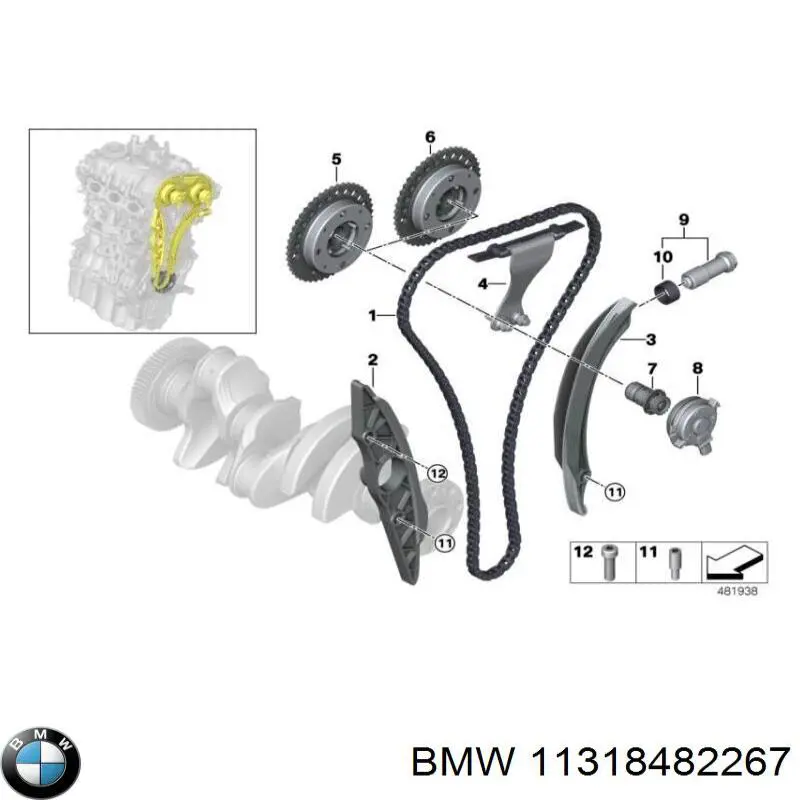 11318482267 BMW Sapato de reguladora de tensão da cadeia do mecanismo de distribuição de gás