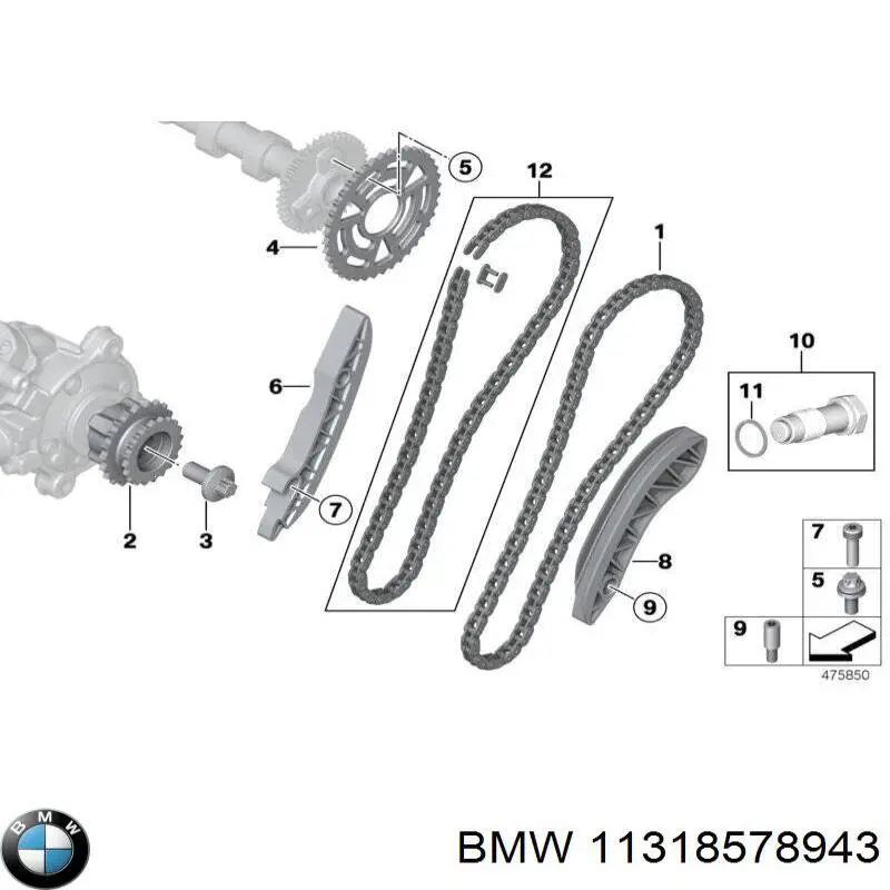 11318578943 BMW Cadeia superior do mecanismo de distribuição de gás