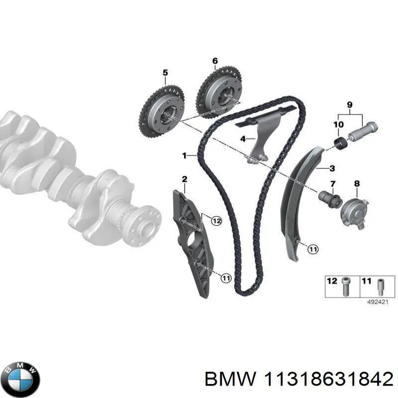 11318631842 BMW Cadeia do mecanismo de distribuição de gás