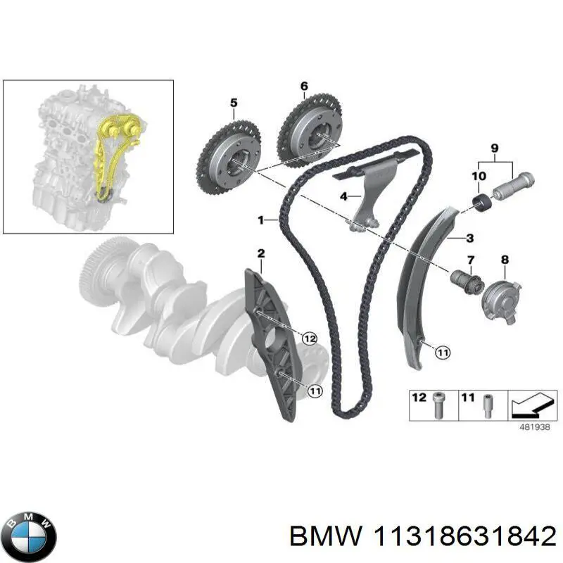 Cadeia do mecanismo de distribuição de gás BMW 11318631842 preço, a partir de 103,79 USD