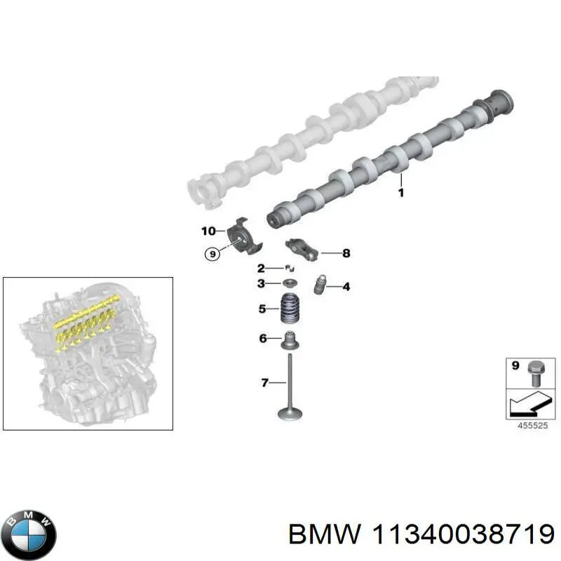 11340038719 BMW Vedação de válvula (de óleo) de admissão, kit