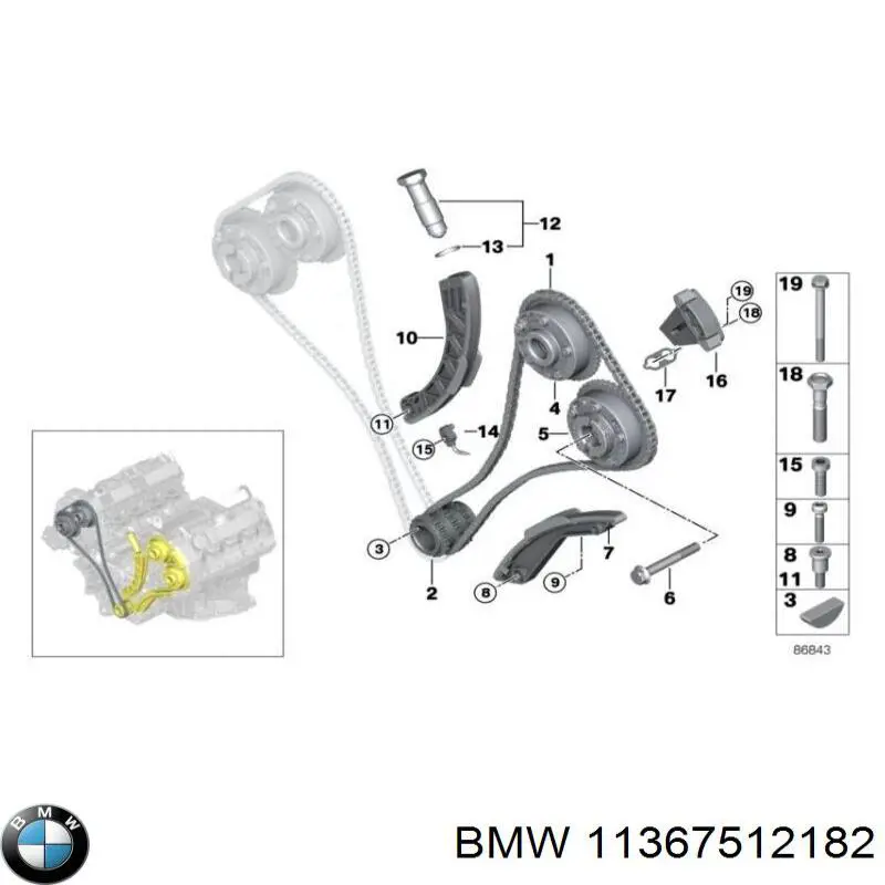 11367512182 BMW Engrenagem de cadeia de roda dentada da árvore distribuidora esquerda de admissão de motor