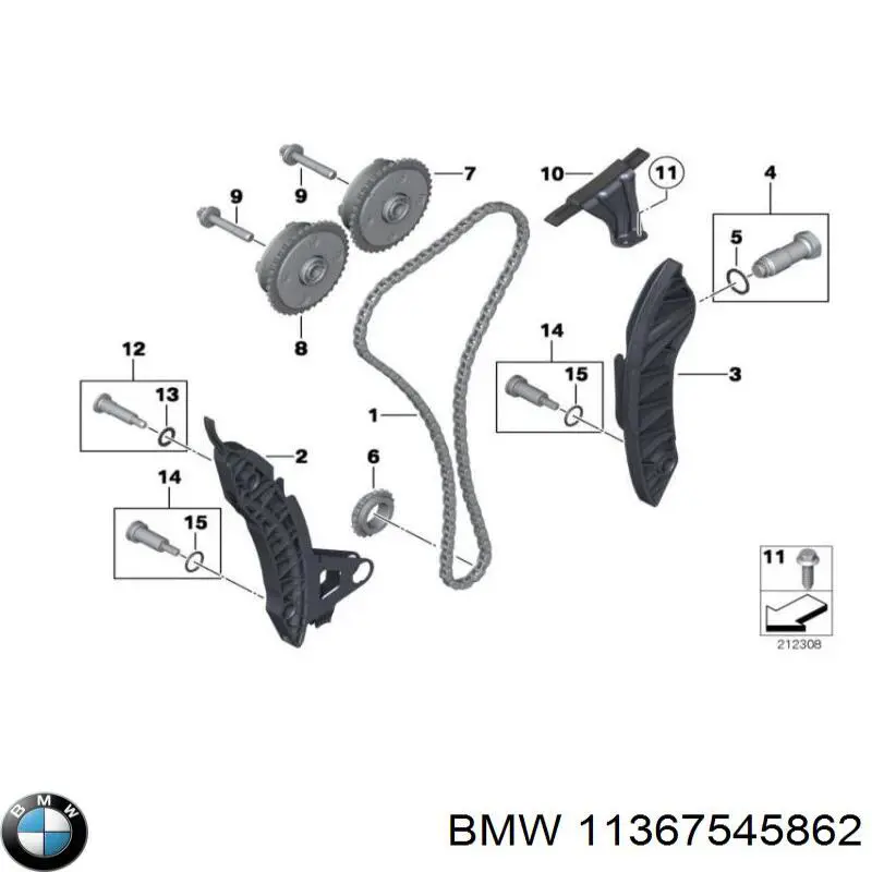 Engrenagem de cadeia de roda dentada da árvore distribuidora de admissão de motor BMW 11367545862 preço, a partir de 194,59 USD