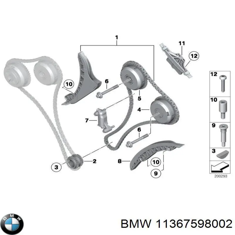 Compre 11367598002 BMW Engrenagem de cadeia de roda dentada da árvore distribuidora direita de escape de motor