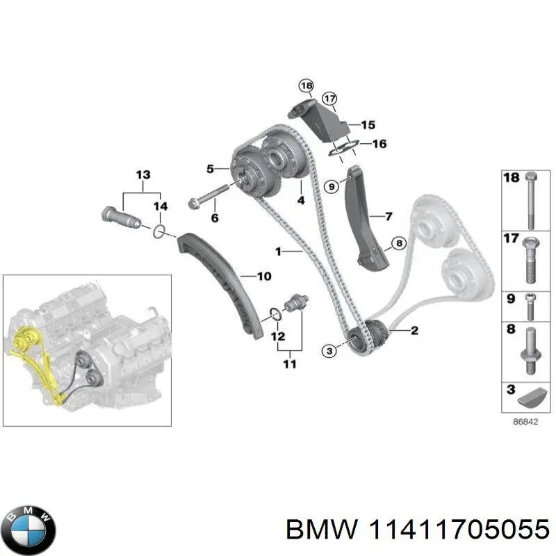 Compre 11411705055 BMW Reguladora de tensão da cadeia de bomba de óleo