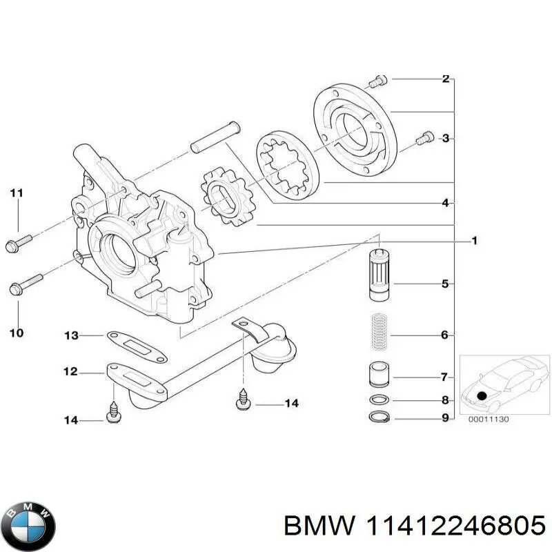 11412246805 BMW Receptor de óleo (coletor de óleo)