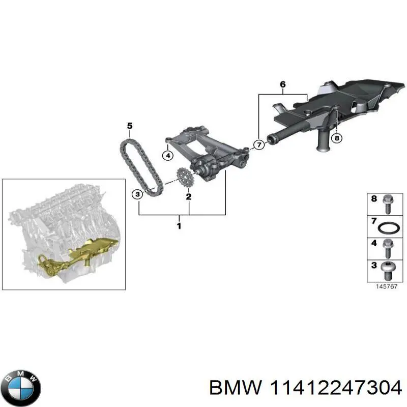 11412247304 BMW Roda dentada de acionamento de bomba de óleo