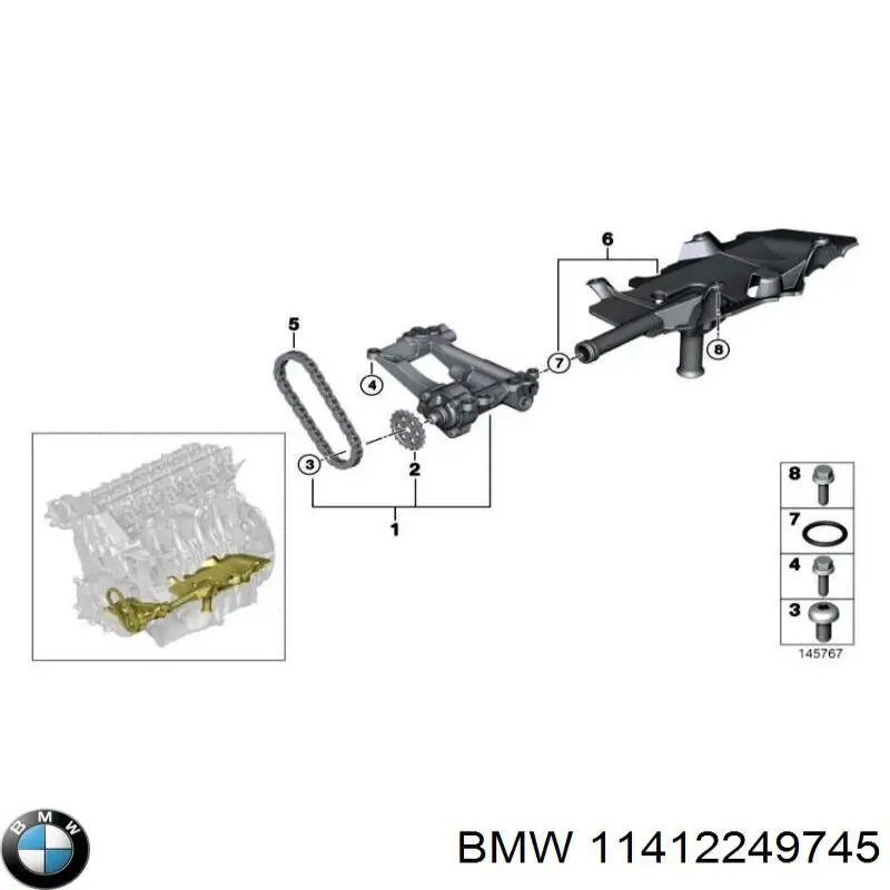 Compre 11412249745 BMW Cadeia de bomba de óleo