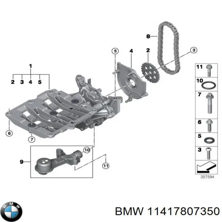 11417807350 BMW Cadeia de bomba de óleo, kit