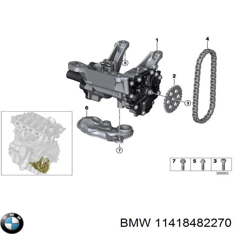 11418482270 BMW Cadeia de bomba de óleo