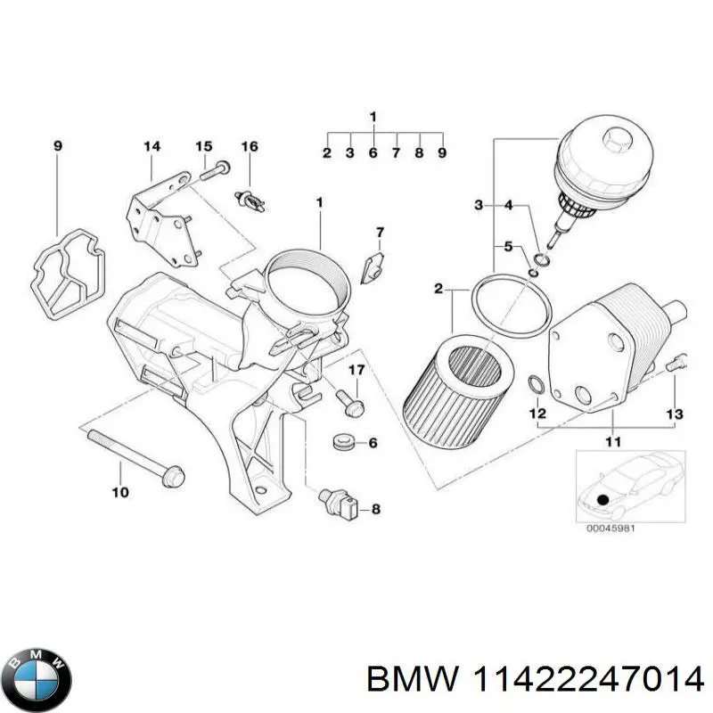 11422247014 BMW Tampa do filtro de óleo