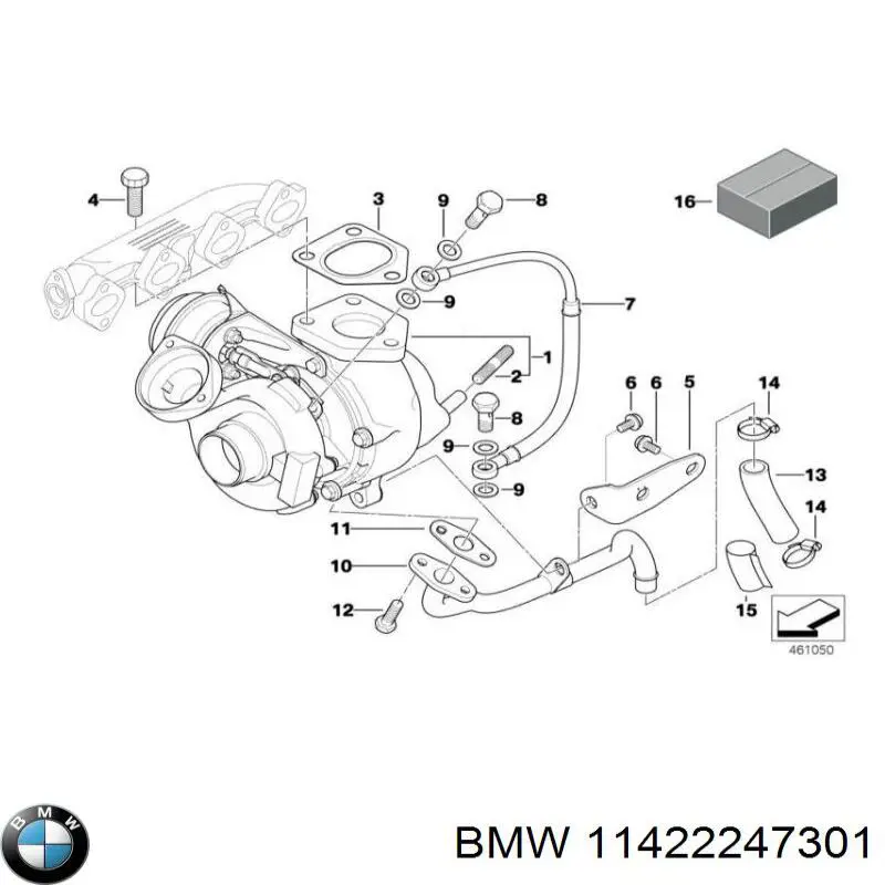 11422247301 BMW Cano derivado de ventilação de cárter (de separador de óleo)