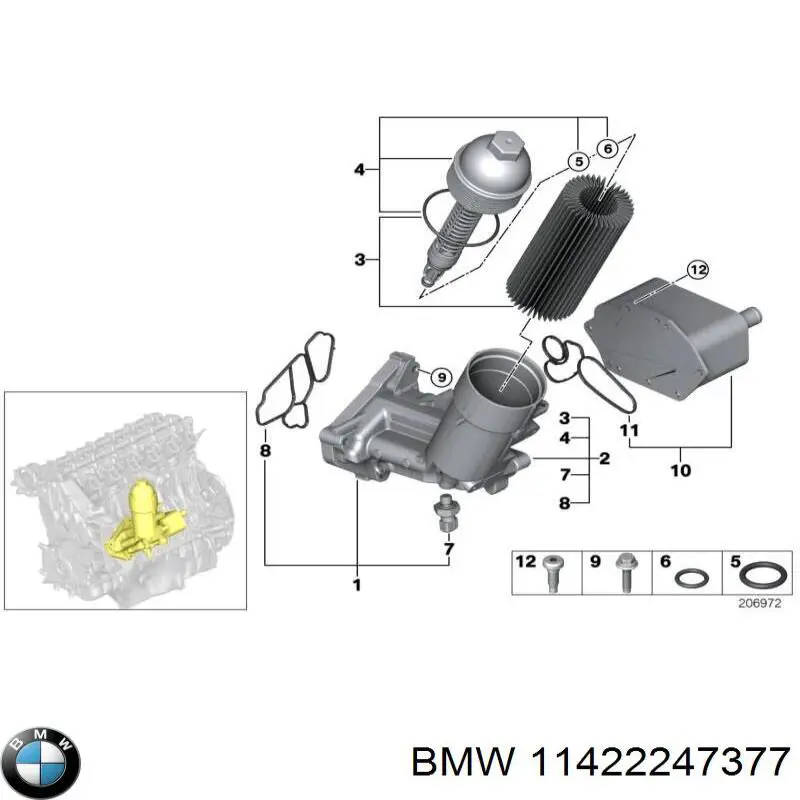 11422247377 BMW Caixa do filtro de óleo