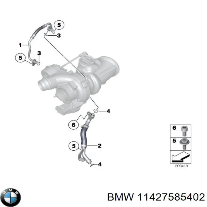 Tubo (mangueira) de fornecimento de óleo de turbina BMW 11427585402 preço, a partir de 56,91 USD