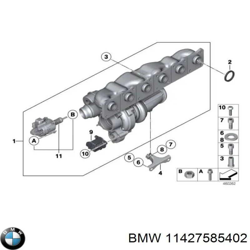 11427585402 BMW Tubo (mangueira) de fornecimento de óleo de turbina