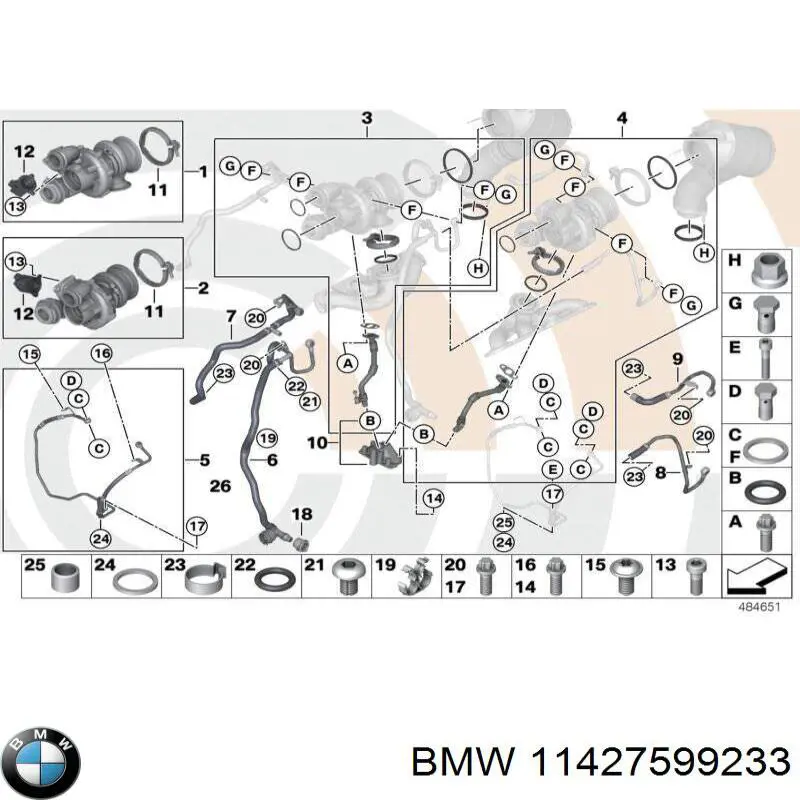 Compre 11427599233 BMW Tubo (mangueira) de fornecimento de óleo de turbina