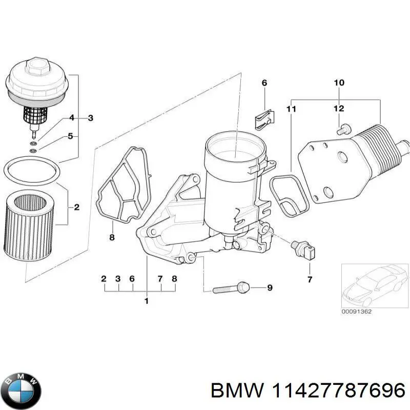 11427787696 BMW Tampa do filtro de óleo